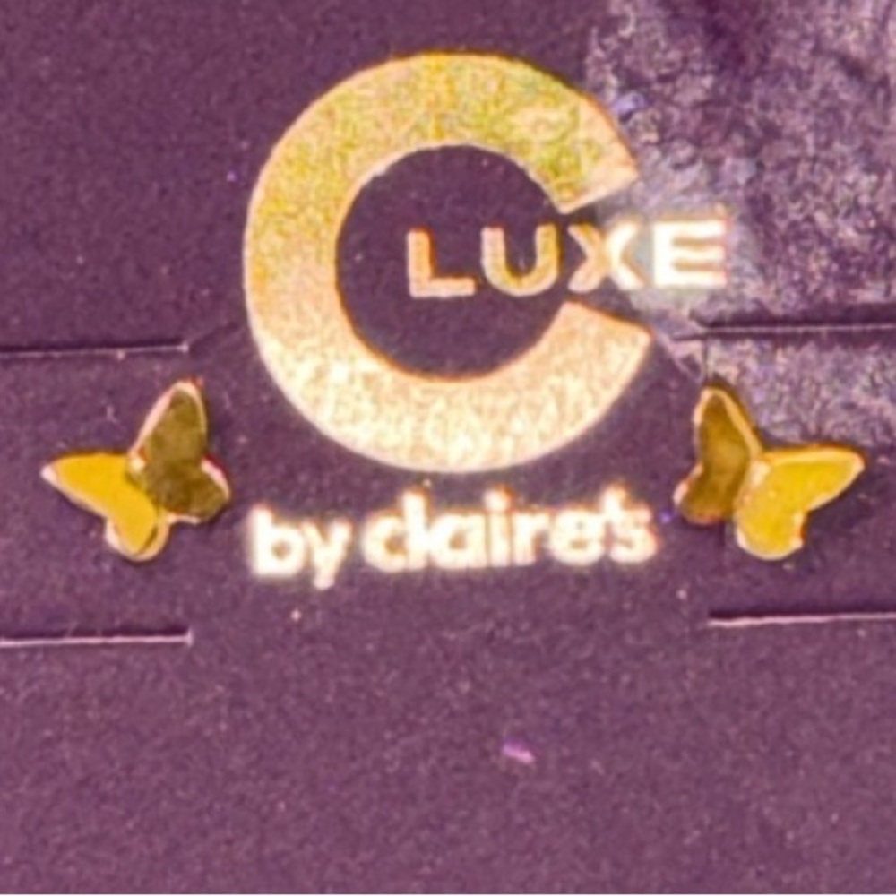CLuxe Earrings are 18kt Gold Plated Titanium Girls Claire’s Butterfly